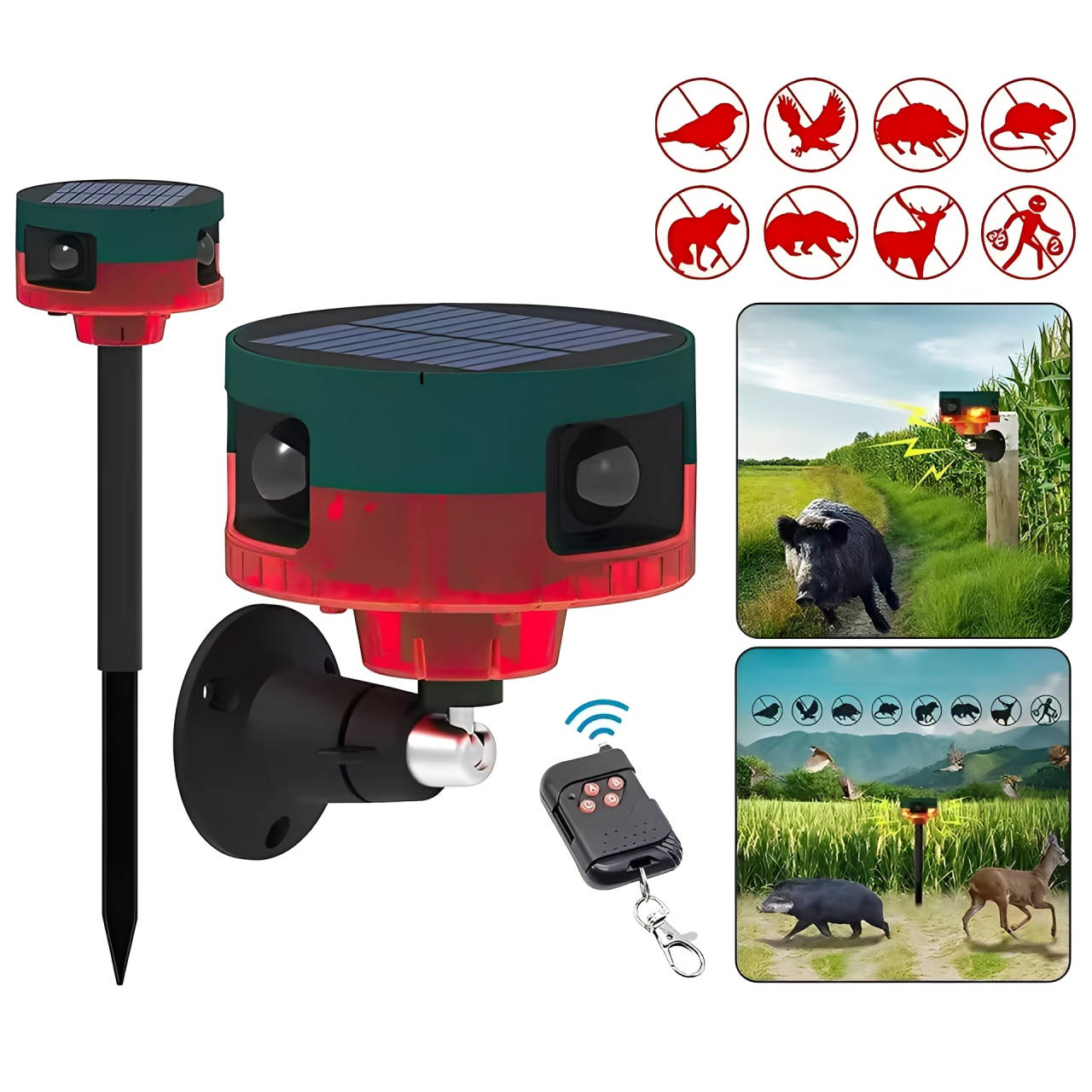 360 Degree Solar Repeller For Pigeon Bird Wild Boar Rabbit