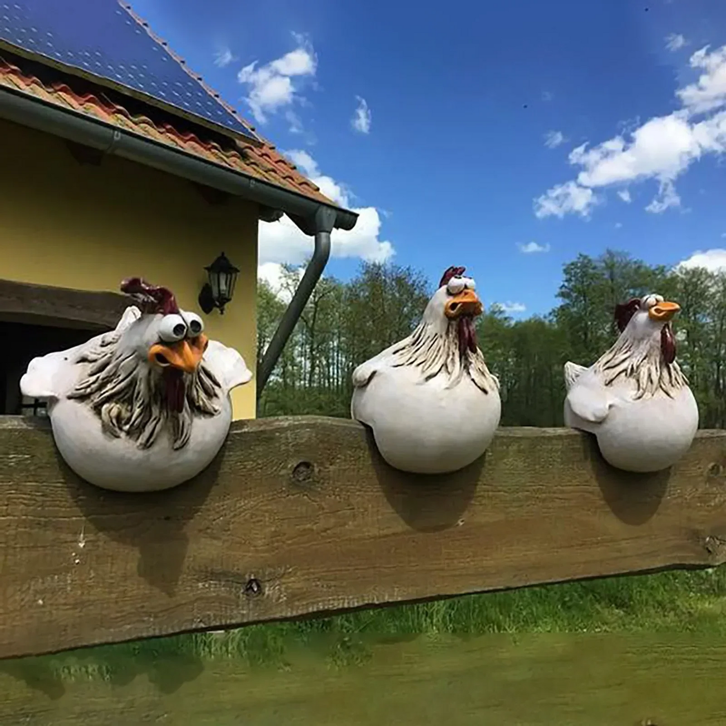 Funny Chicken Fence Decor