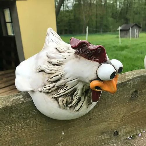Funny Chicken Fence Decor